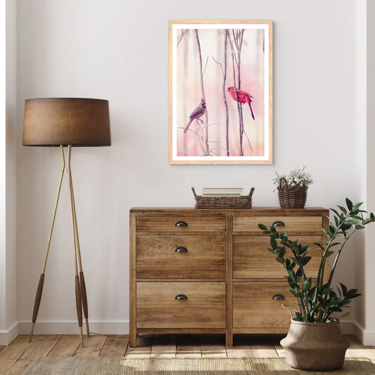 Poster in einem Rahmen aus heller Eiche - Geschichte vom rosa Wald - 70x100 cm