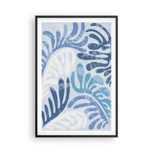 Poster in einem schwarzem Rahmen - Blaue Farne - 61x91 cm