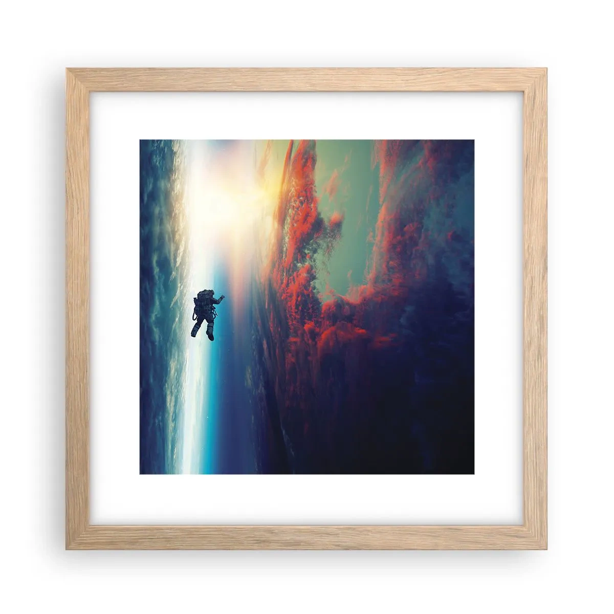Poster in einem Rahmen aus heller Eiche - Sich dem Universum stellen - 30x30 cm