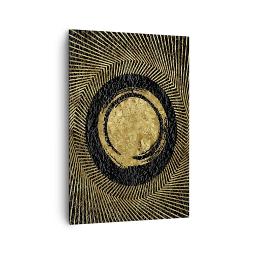 Bild auf Leinwand - Leinwandbild - Geometrische Komposition in Schwarz und Gold mit Strahlen - 70x100cm - Glamour-Komposition - Moderne Wanddekoration für Wohnzimmer und Schlafzimmer ARTTOR