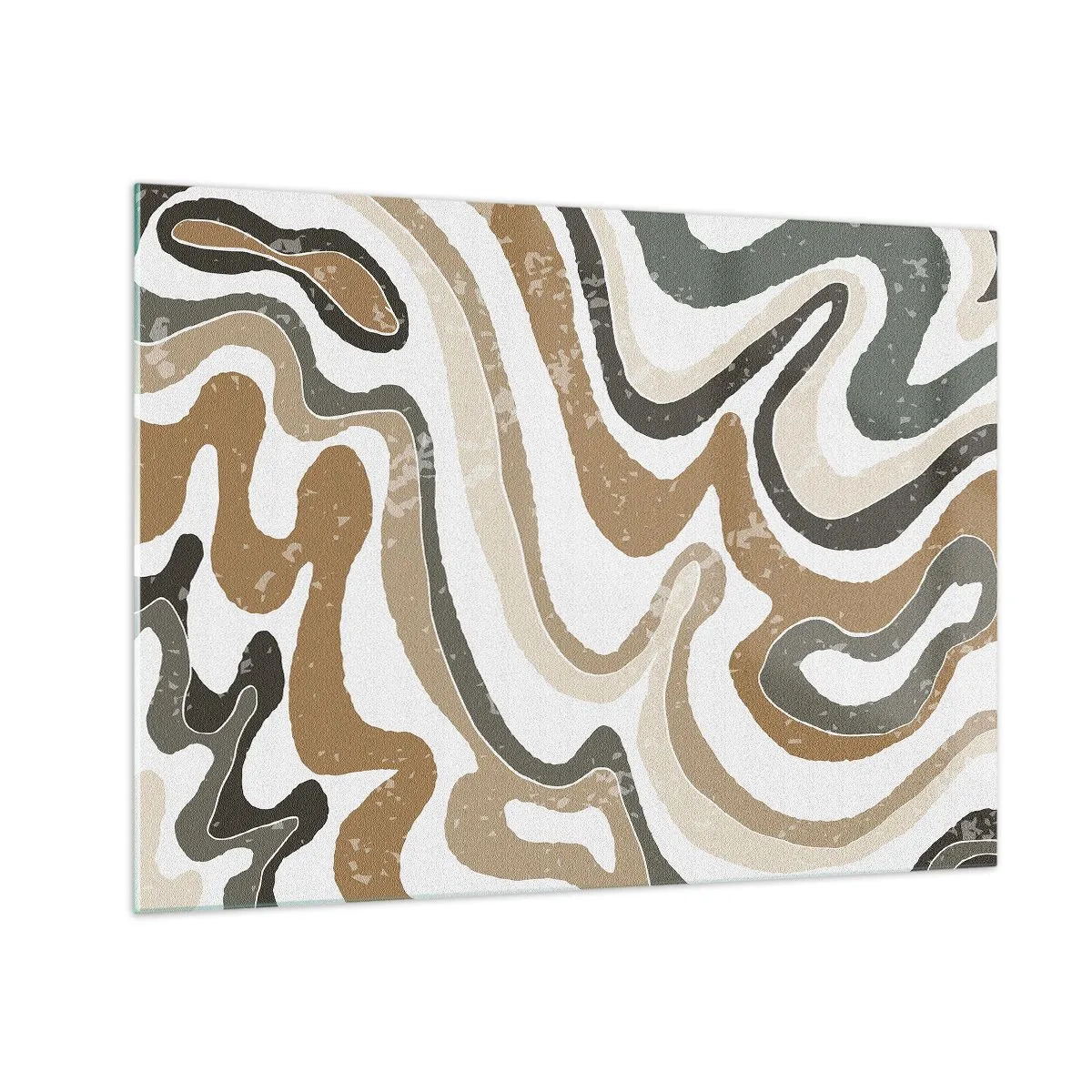 Glasbild - Bild auf glas - Abstraktes Muster in erdigen Farben - 70x50cm - Mäander in Erdfarben - Moderne Wanddekoration für Wohnzimmer und Schlafzimmer ARTTOR