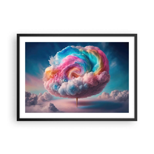 Poster in einem schwarzem Rahmen - Eine spiralförmige Wolke mit Pastellfarben am Himmel - 70x50cm - Traum von einem Vergnügungspark - Moderne Wanddekoration für Wohnzimmer und Schlafzimmer ARTTOR