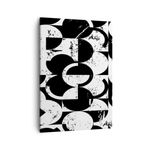 Bild auf Leinwand - Leinwandbild - Abstraktes schwarz-weißes geometrisches Muster mit Vintage-Effekt - 50x70cm - Weiß ist weiß und schwarz ist schwarz - Moderne Wanddekoration für Wohnzimmer und Schlafzimmer ARTTOR