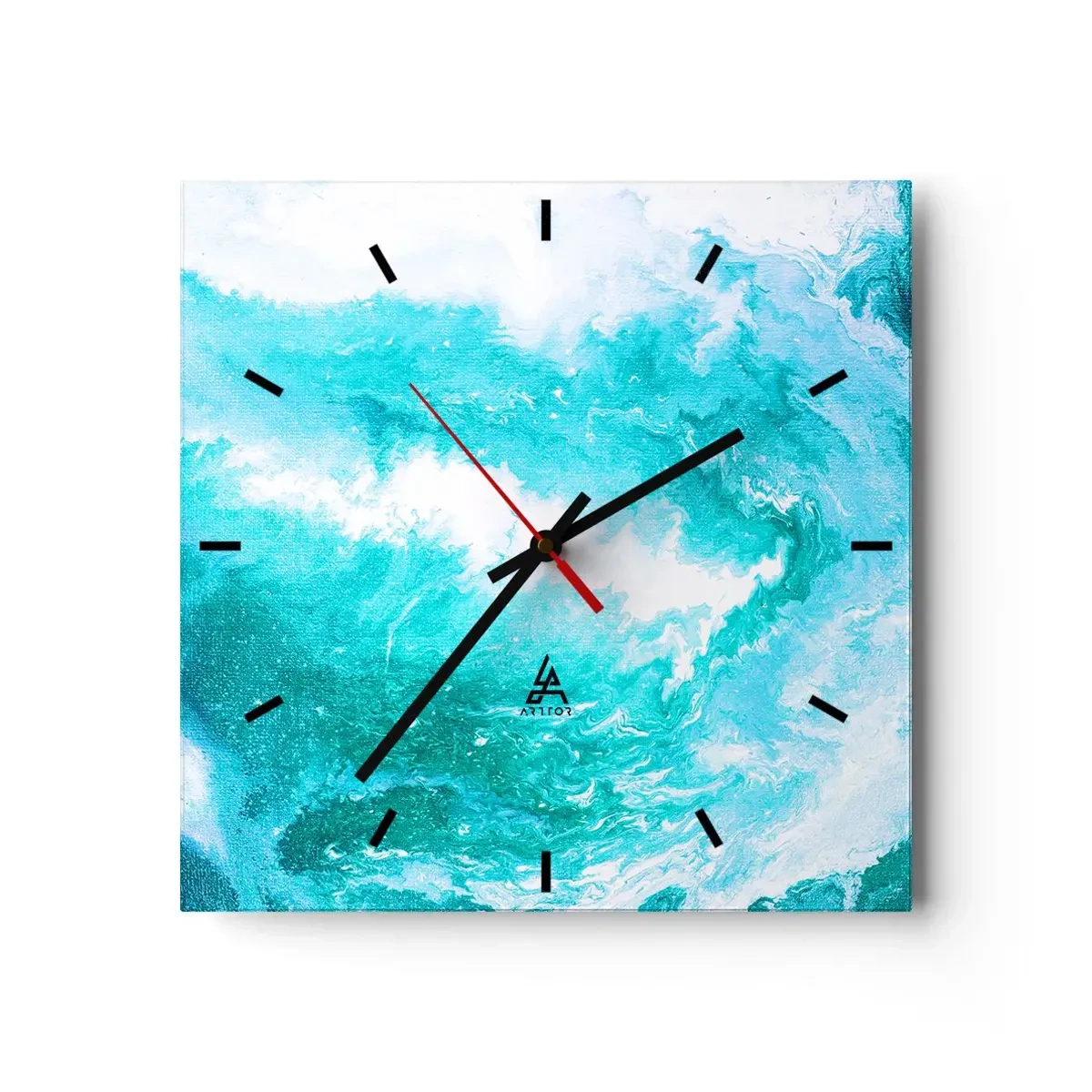 Wanduhr - Glasuhr - Abstrakter Wirbel in Blautönen - 30x30cm - Im Kern des Elements - Moderne Wanddekoration für Wohnzimmer und Schlafzimmer ARTTOR