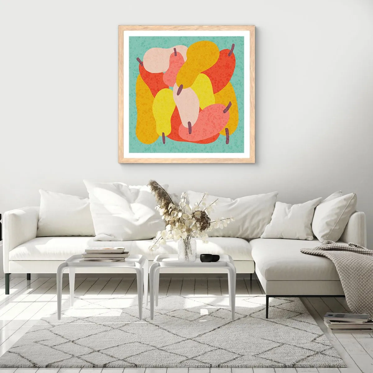 Poster in einem Rahmen aus heller Eiche - Probieren Sie die Sommersonne - 60x60 cm