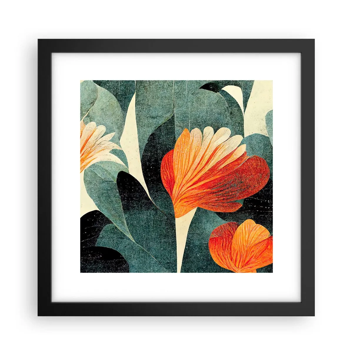 Poster in einem schwarzem Rahmen - Hitze der Tropen und Kühle des Grüns - 30x30 cm