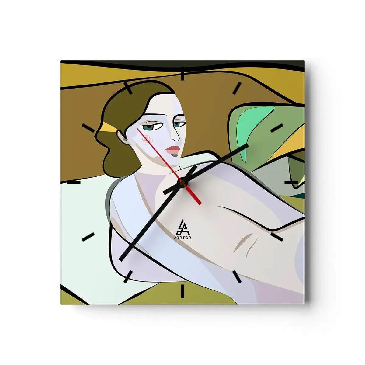 Wanduhr - Glasuhr - Abstrakte Figur im modernen Stil - 30x30cm - Intimes Porträt - Moderne Wanddekoration für Wohnzimmer und Schlafzimmer ARTTOR