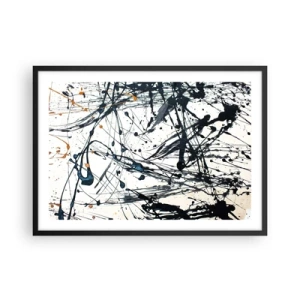 Poster in einem schwarzem Rahmen - Abstraktes Malmuster mit dynamischen Linien und Punkten - 70x50cm - Sinn machen oder keinen Sinn machen? - Moderne Wanddekoration für Wohnzimmer und Schlafzimmer ARTTOR