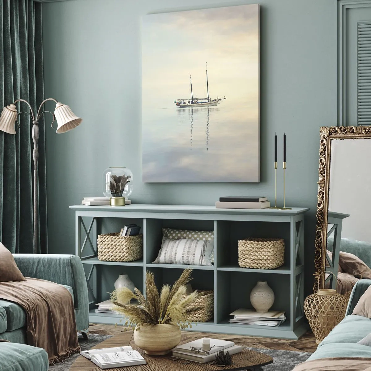 Bild auf Leinwand - Leinwandbild - Im Meer der Stille - 45x80 cm