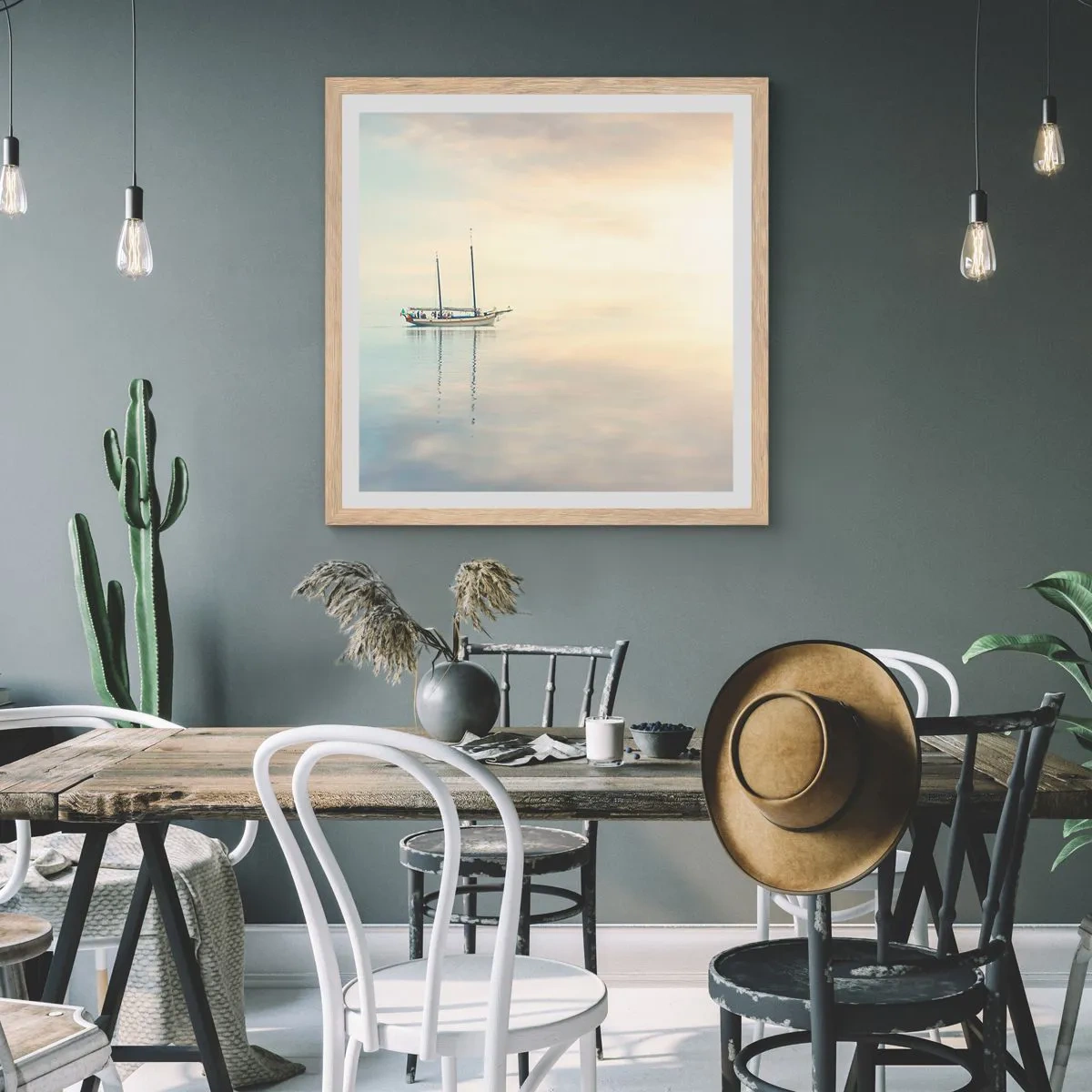 Poster in einem Rahmen aus heller Eiche - Im Meer der Stille - 60x60 cm