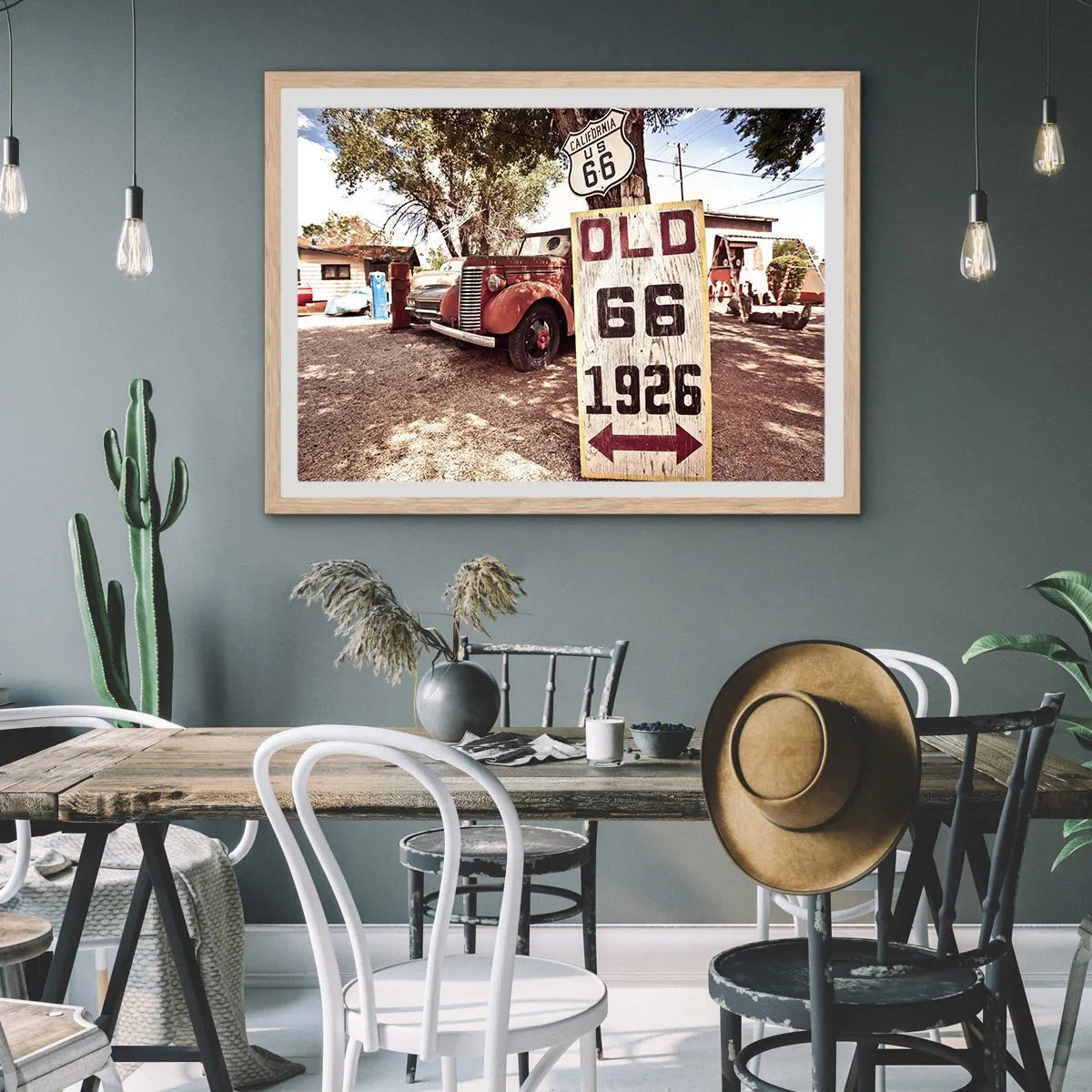 Poster in einem Rahmen aus heller Eiche - Die Legende der amerikanischen Provinz - 91x61 cm