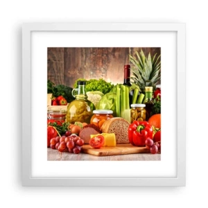 Poster in einem weißen Rahmen - Geräuchert, gebacken und eingelegt - 30x30 cm