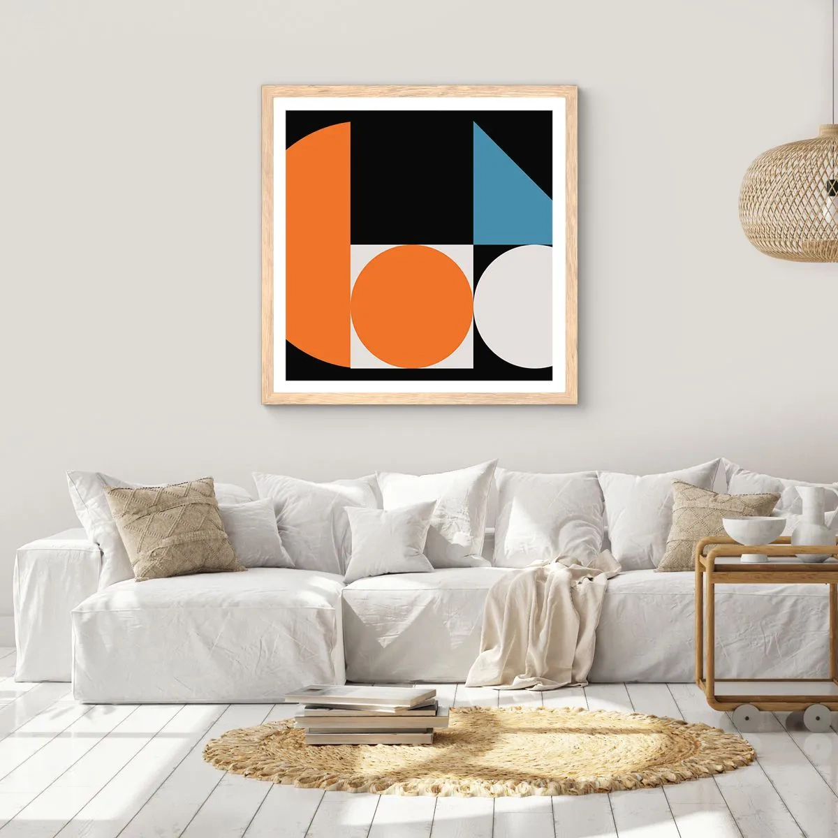 Poster in einem Rahmen aus heller Eiche - Bebilderte Anordnung - 30x30 cm