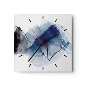 Wanduhr - Glasuhr - Abstrakte Formen in Blautönen mit zarten Linien - 30x30cm - Eisberg - Moderne Wanddekoration für Wohnzimmer und Schlafzimmer ARTTOR