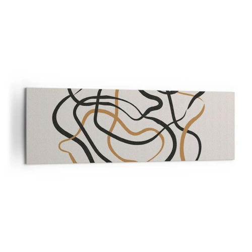 Bild auf Leinwand - Leinwandbild - Verworrene Linien in Schwarz und Gold auf hellem Hintergrund - 160x50cm - Alles ging schief - Moderne Wanddekoration für Wohnzimmer und Schlafzimmer ARTTOR