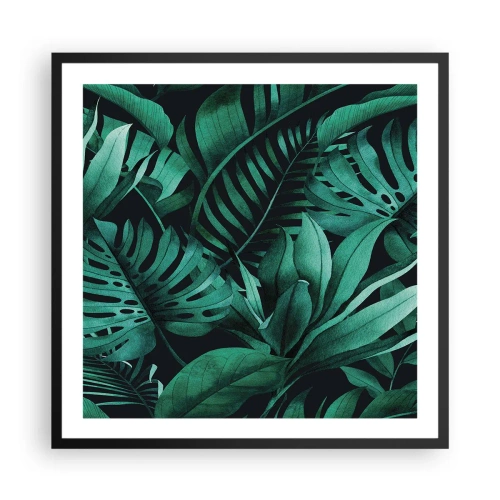 Poster in einem schwarzem Rahmen - Die Tiefe des tropischen Grüns - 60x60 cm