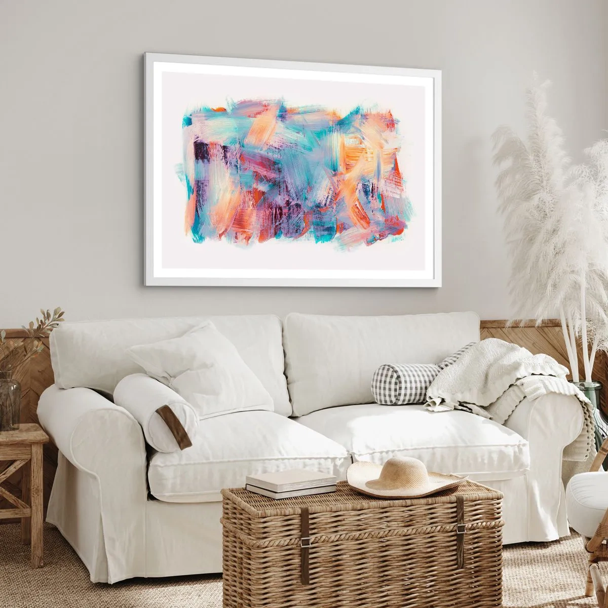 Poster in einem weißen Rahmen - Buntes Durcheinander - 70x50 cm