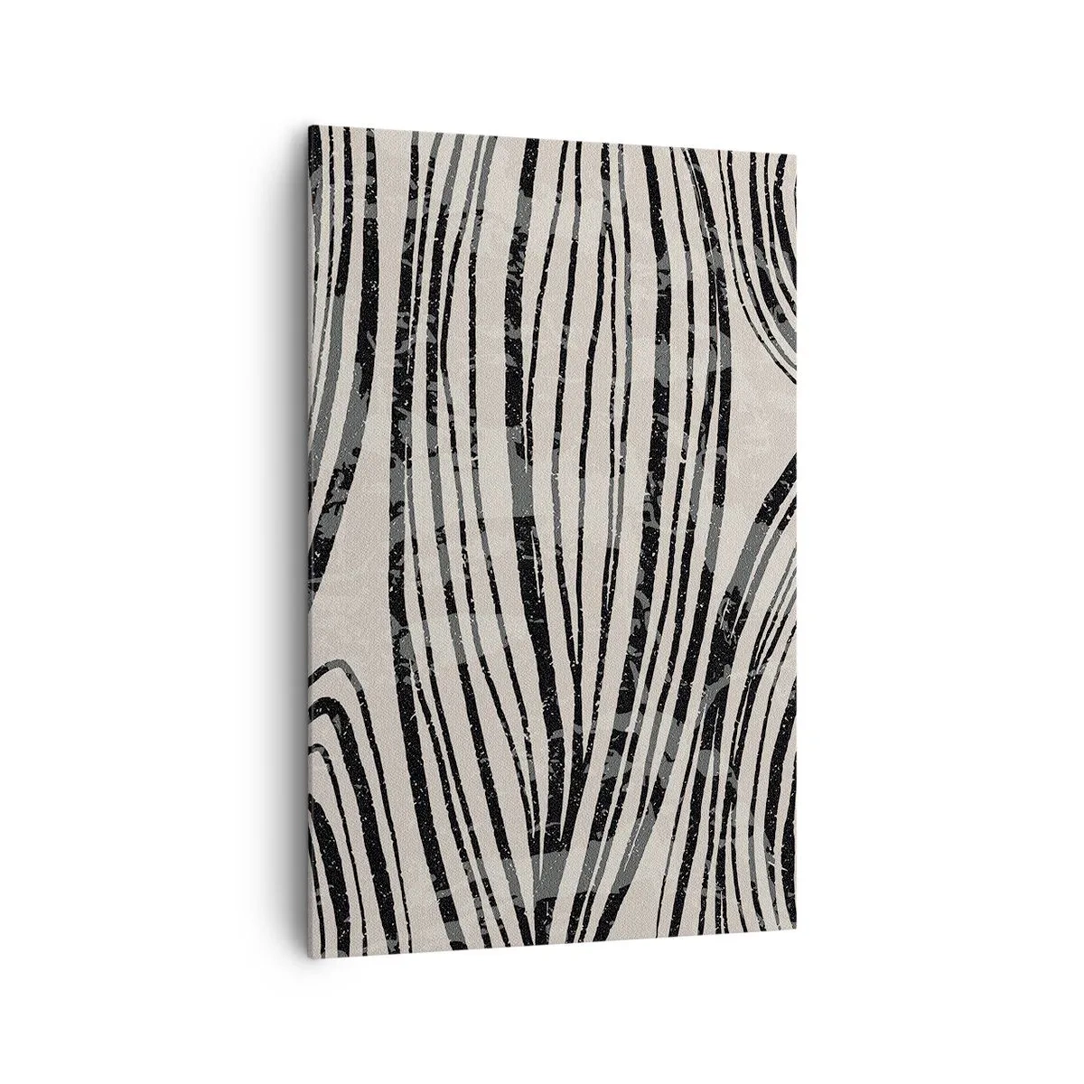 Bild auf Leinwand - Leinwandbild - Abstrakte Wellen in Schwarz-Weiß-Tönen - 80x120cm - Linienpool - Moderne Wanddekoration für Wohnzimmer und Schlafzimmer ARTTOR