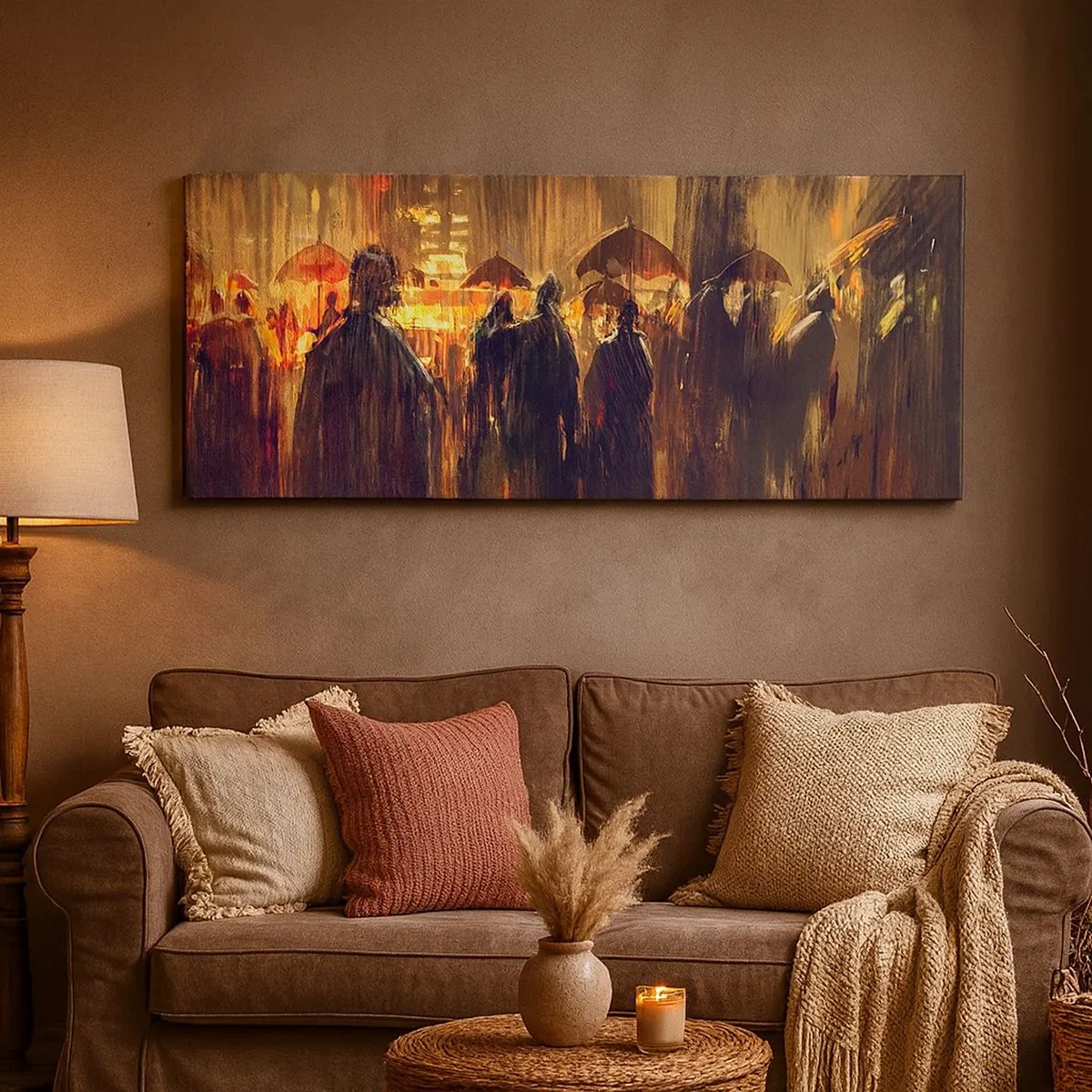 Bild auf Leinwand - Leinwandbild - Anhänger des Regens - 100x40 cm
