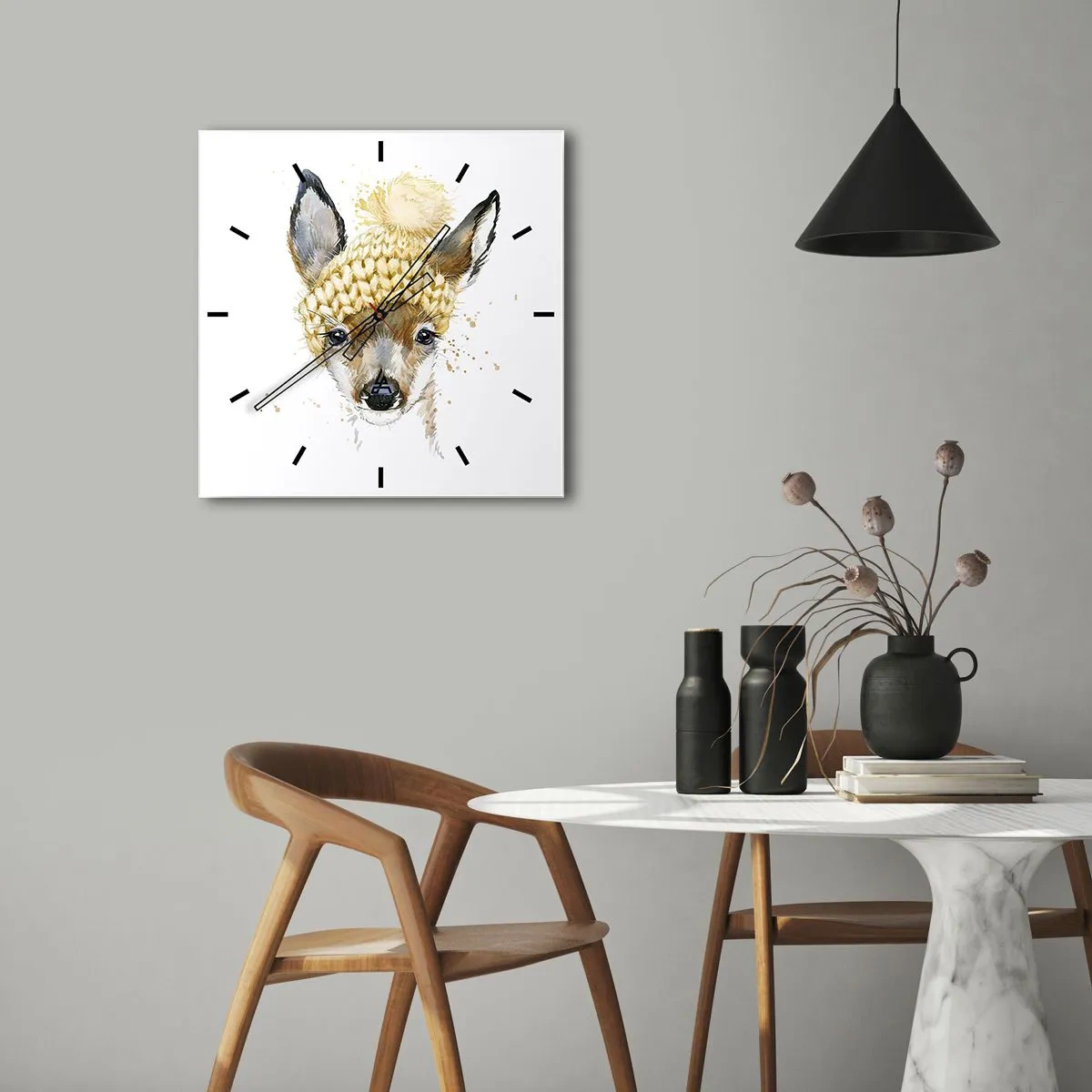 Wanduhr - Glasuhr - Für den Winter im verschneiten Wald - 30x30 cm