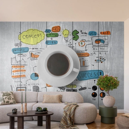 Fototapete Premium Canvas - Zeit für eine Pause - Grafik, Kaffee, Espresso - 450x315 cm