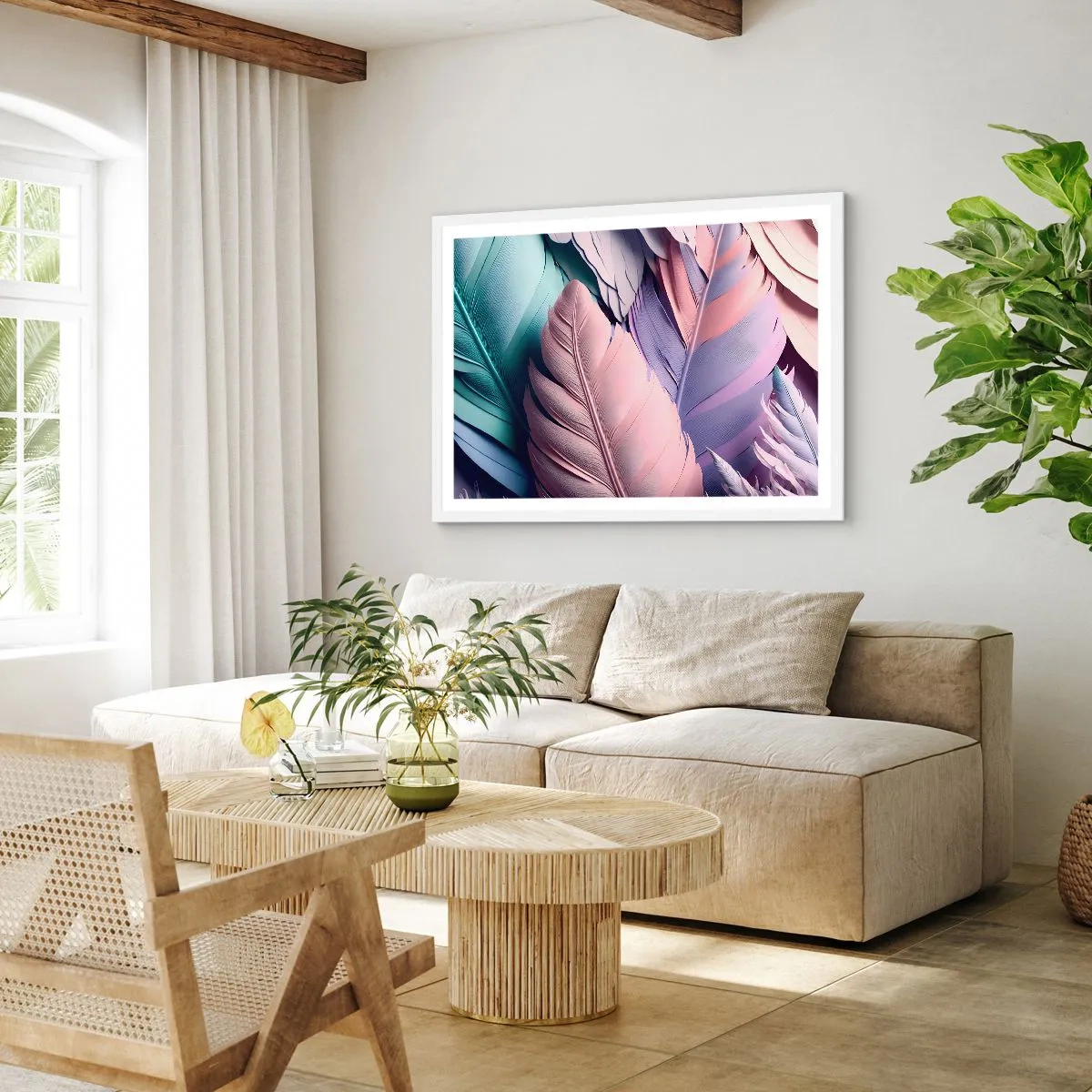 Poster in einem weißen Rahmen - Vogel-Chic - 40x30 cm