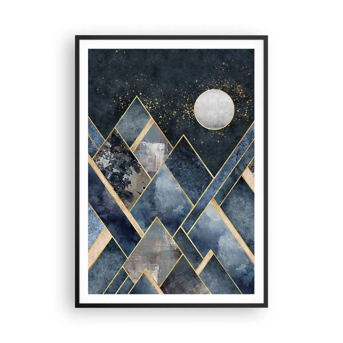 Poster in einem schwarzem Rahmen - Geometrische Landschaft - 70x100 cm