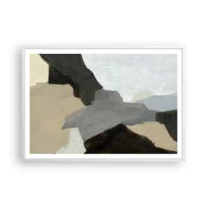 Poster in einem weißen Rahmen - Abstraktion: Scheideweg des Graus - 100x70 cm