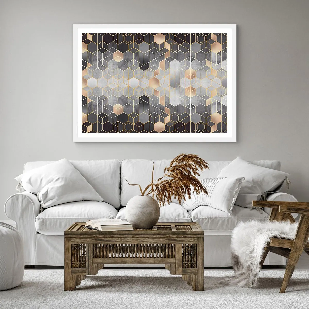 Poster in einem weißen Rahmen - Diamant-Komposition - 50x50 cm