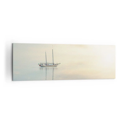 Bild auf Leinwand - Leinwandbild - Ein Boot auf ruhiger See in sanftem Licht - 160x50cm - Im Meer der Stille - Moderne Wanddekoration für Wohnzimmer und Schlafzimmer ARTTOR