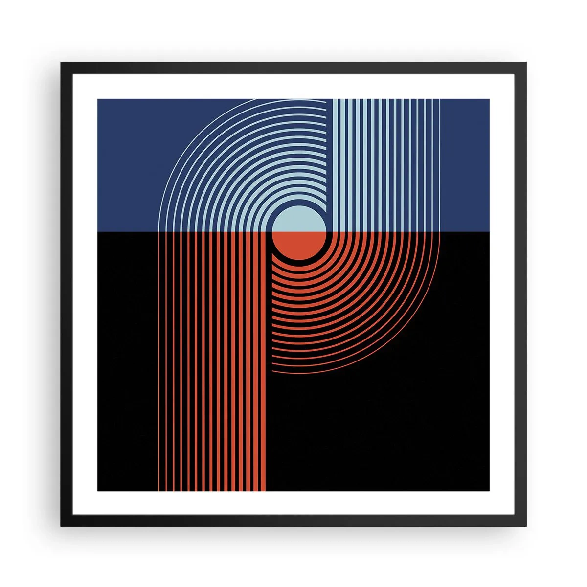 Poster in einem schwarzem Rahmen - In einer geometrischen Umarmung - 60x60 cm