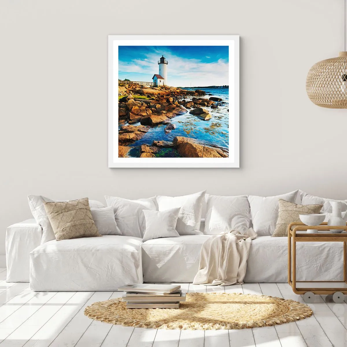 Poster in einem weißen Rahmen - Komm glücklich zurück, ich warte - 40x40 cm