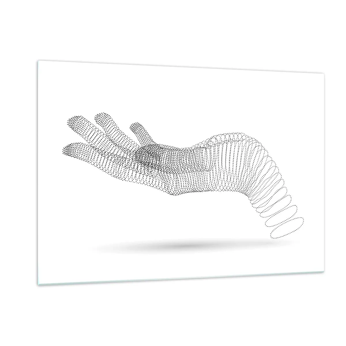 Glasbild - Bild auf glas - Minimalistische Grafik einer Hand aus Punkten - 120x80cm - Federnde Hand - Moderne Wanddekoration für Wohnzimmer und Schlafzimmer ARTTOR