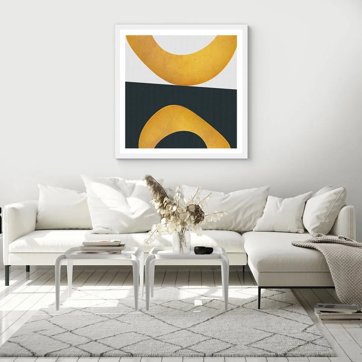 Poster in einem weißen Rahmen - Erstens: Gold - 30x30 cm