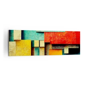Bild auf Leinwand - Leinwandbild - Abstrakte geometrische Formen in leuchtenden Farben - 160x50cm - Festival der rechten Winkel - Moderne Wanddekoration für Wohnzimmer und Schlafzimmer ARTTOR