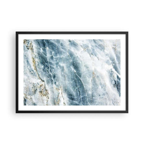Poster in einem schwarzem Rahmen - Marmorstruktur in Blau- und Weißtönen - 70x50cm - Eiswelt - Moderne Wanddekoration für Wohnzimmer und Schlafzimmer ARTTOR