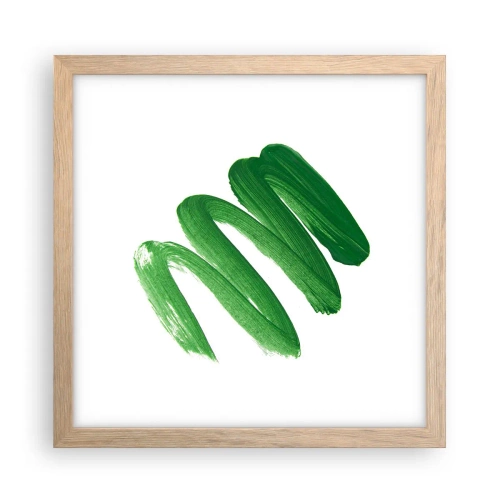 Poster in einem Rahmen aus heller Eiche - Grüner Witz - 30x30 cm