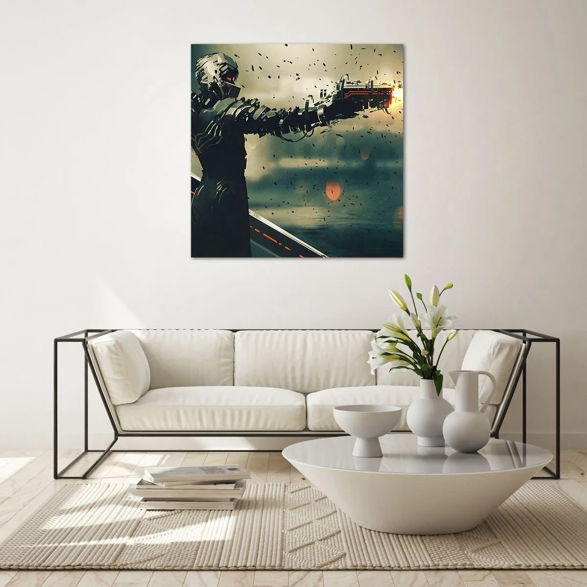 Glasbild - Bild auf glas - Tödliche Waffe - Dein ganz eigener Terminator - 70x70 cm