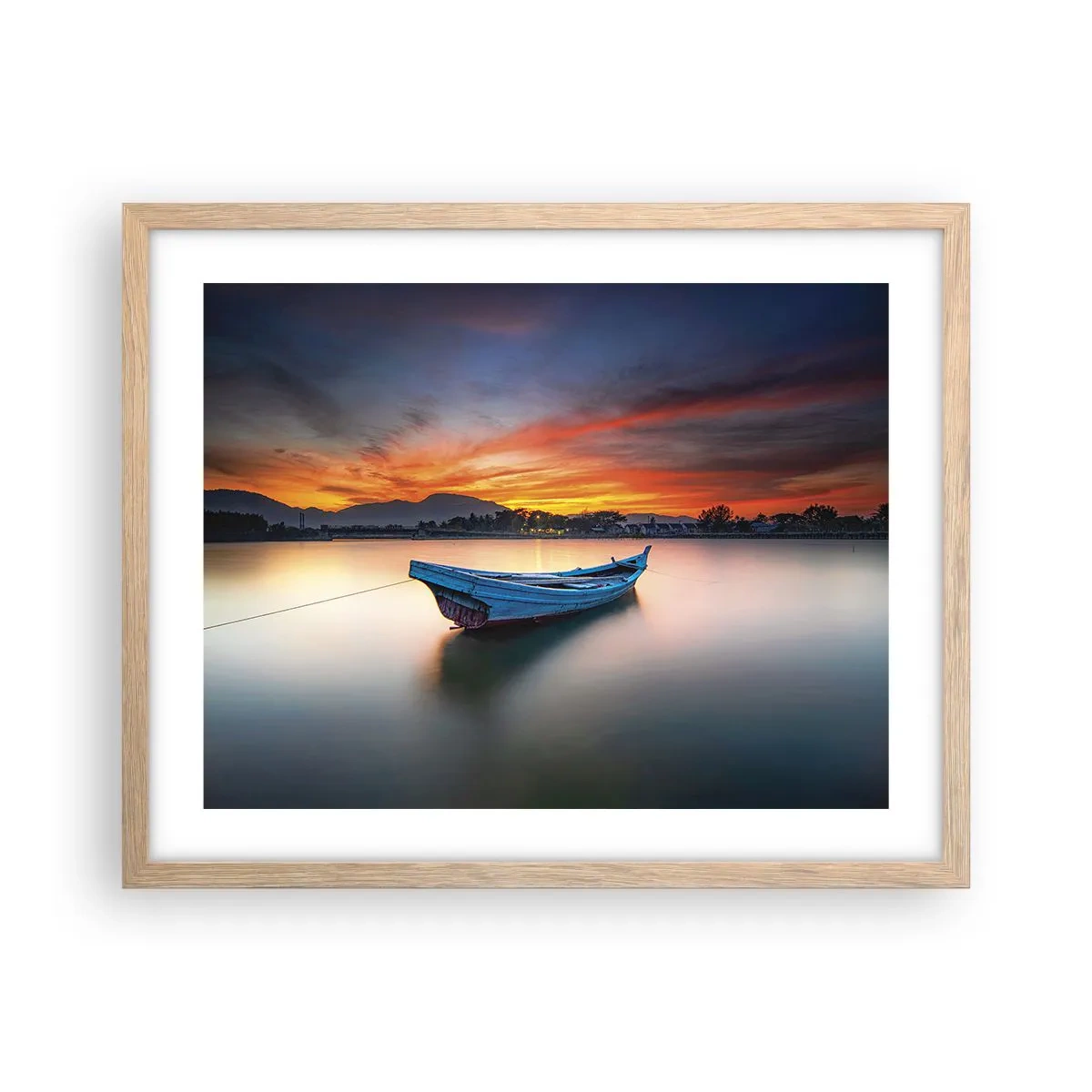 Poster in einem Rahmen aus heller Eiche - Eine gute Nacht kommt - 50x40 cm