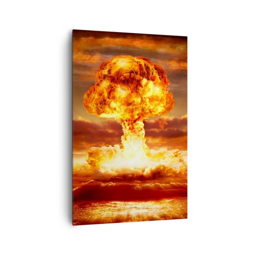 Bild auf Leinwand - Leinwandbild - Atompilz-Explosion vor dem Hintergrund eines Sonnenuntergangs - 80x120cm - Und das Ende wird kommen - Moderne Wanddekoration für Wohnzimmer und Schlafzimmer ARTTOR