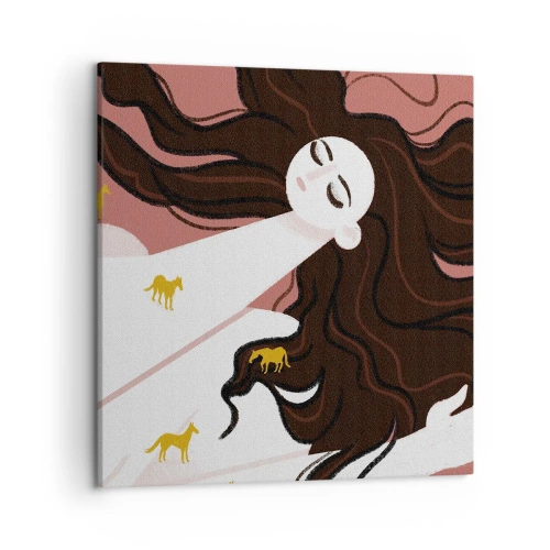 Bild auf Leinwand - Leinwandbild - Traum von einem goldenen Pferd - 50x50 cm