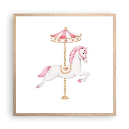 Poster in einem Rahmen aus heller Eiche - Er legte los - 60x60 cm