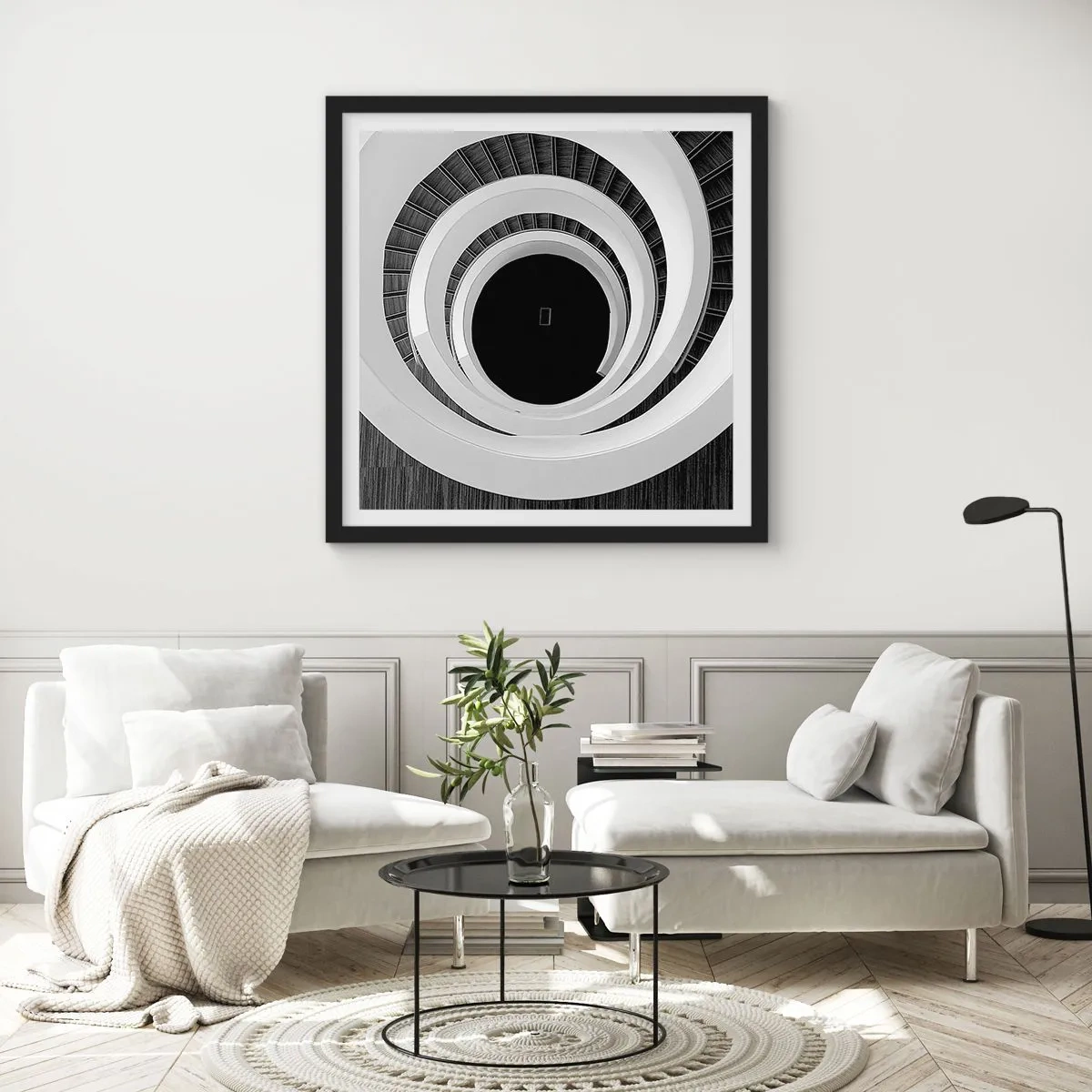 Poster in einem schwarzem Rahmen - Zum Kern der Sache - 50x50 cm