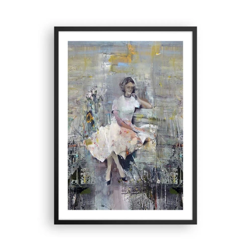 Poster in einem schwarzem Rahmen - Abstrakte Figur einer Frau in einem Kleid vor einem strukturierten Hintergrund - 50x70cm - Klassisch und modern - Moderne Wanddekoration für Wohnzimmer und Schlafzimmer ARTTOR