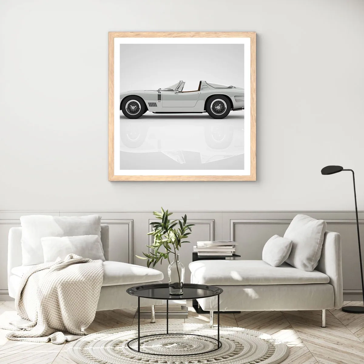 Poster in einem Rahmen aus heller Eiche - Spaß versprochen - 40x40 cm