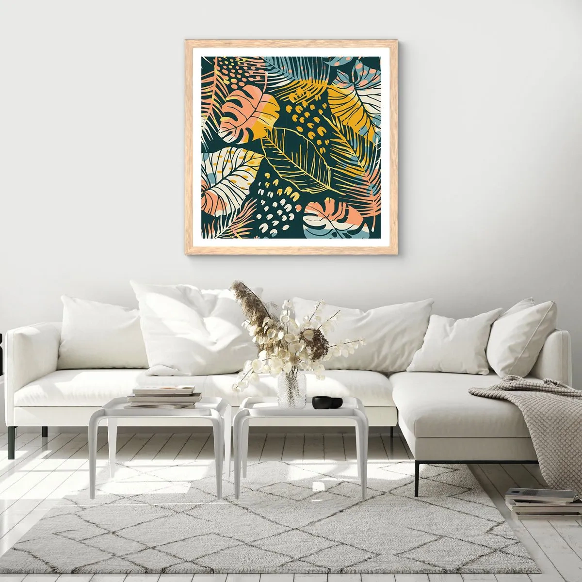 Poster in einem Rahmen aus heller Eiche - Grüne Fantasie - 30x30 cm
