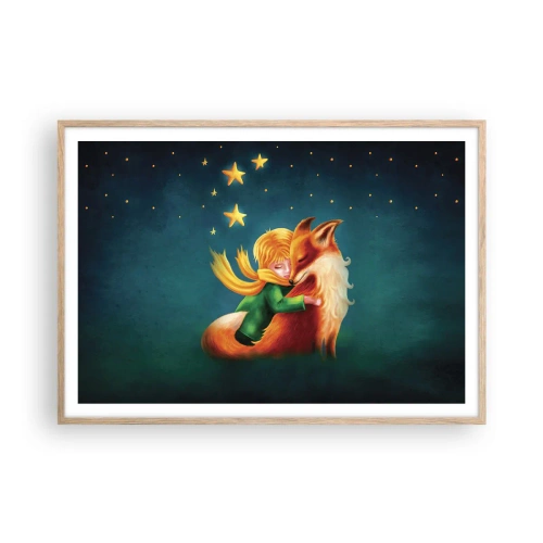 Poster in einem Rahmen aus heller Eiche - Kleiner Prinz - 100x70 cm