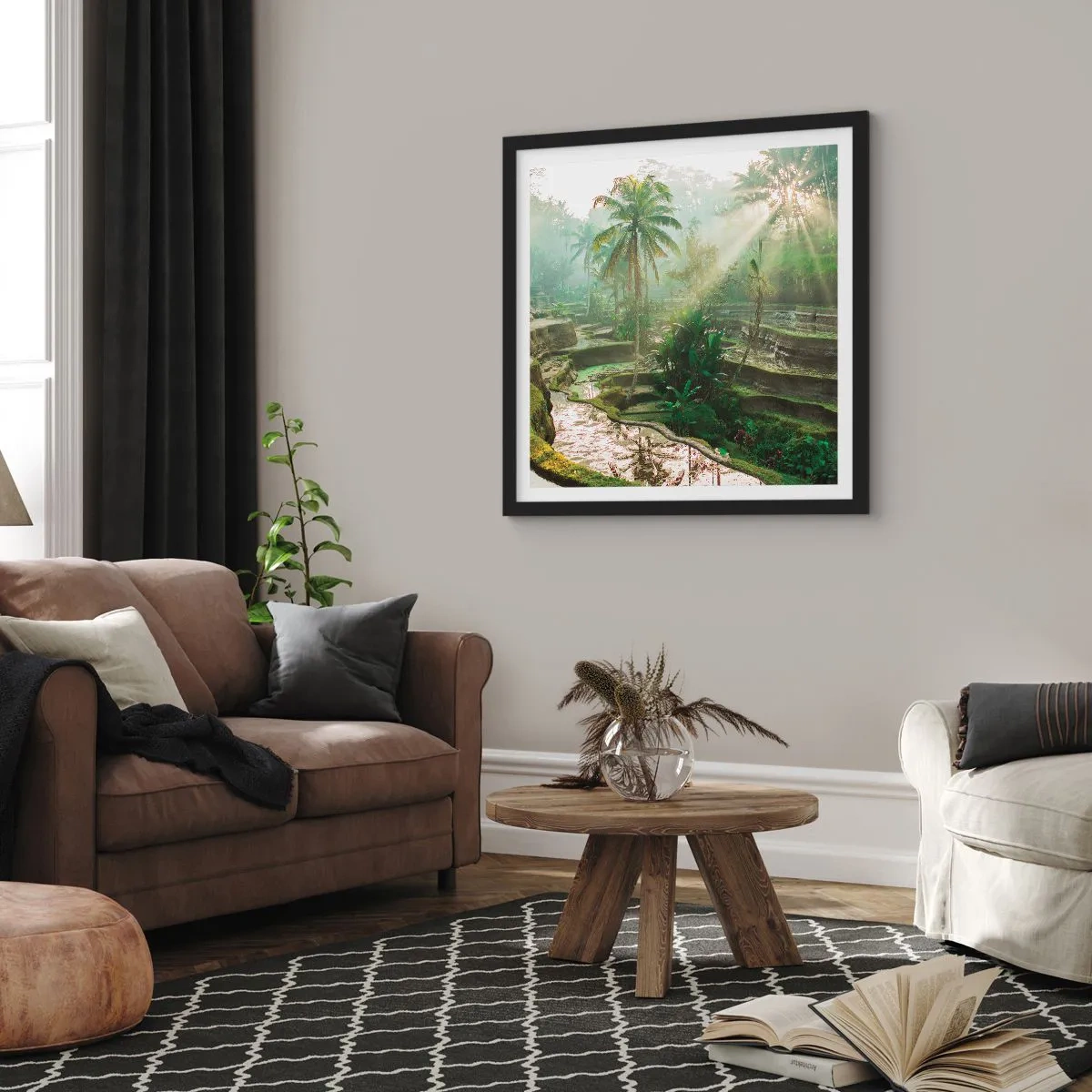 Poster in einem schwarzem Rahmen - In der Sonne aufwachsen - 60x60 cm