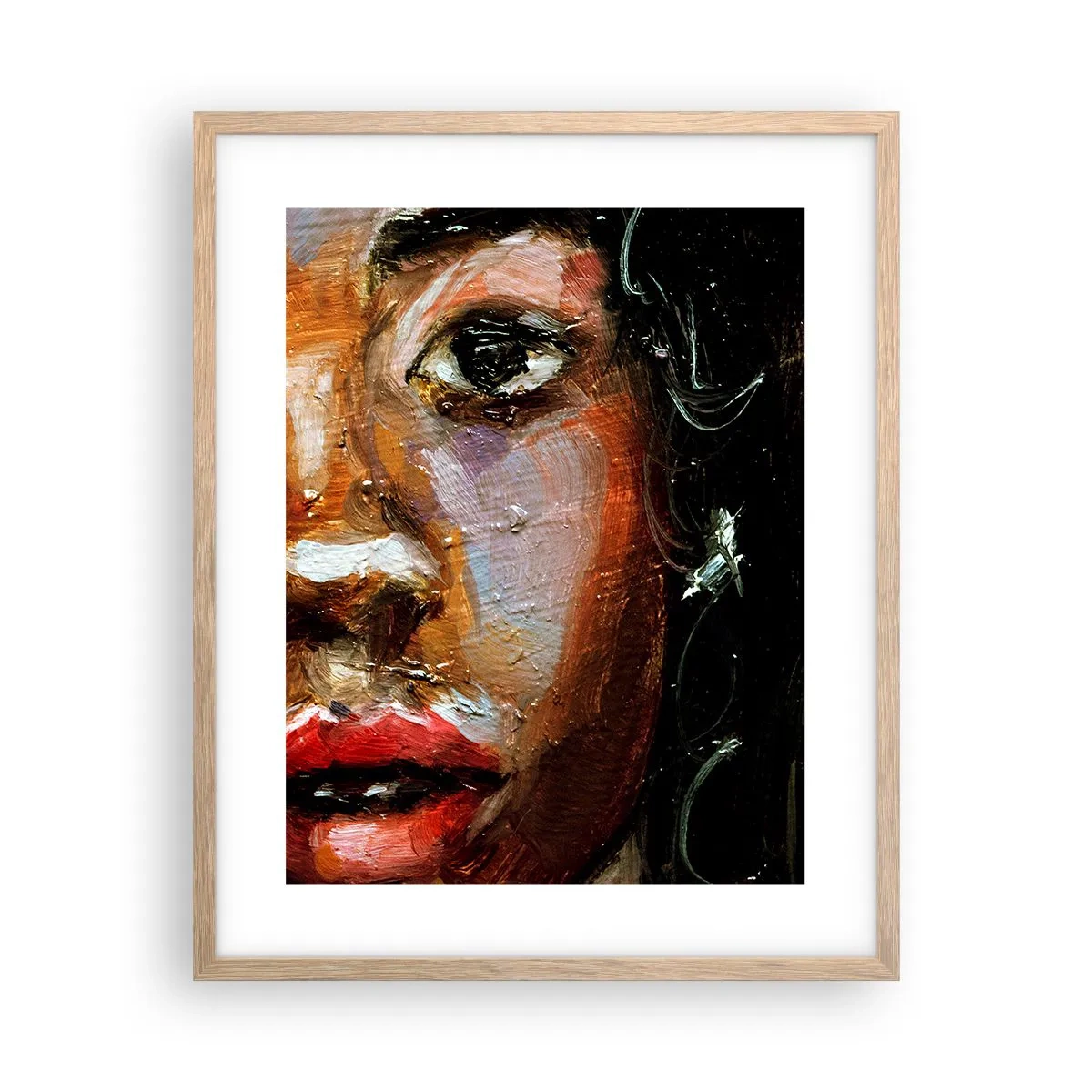 Poster in einem Rahmen aus heller Eiche - Schwarz und Glanz - 40x50 cm