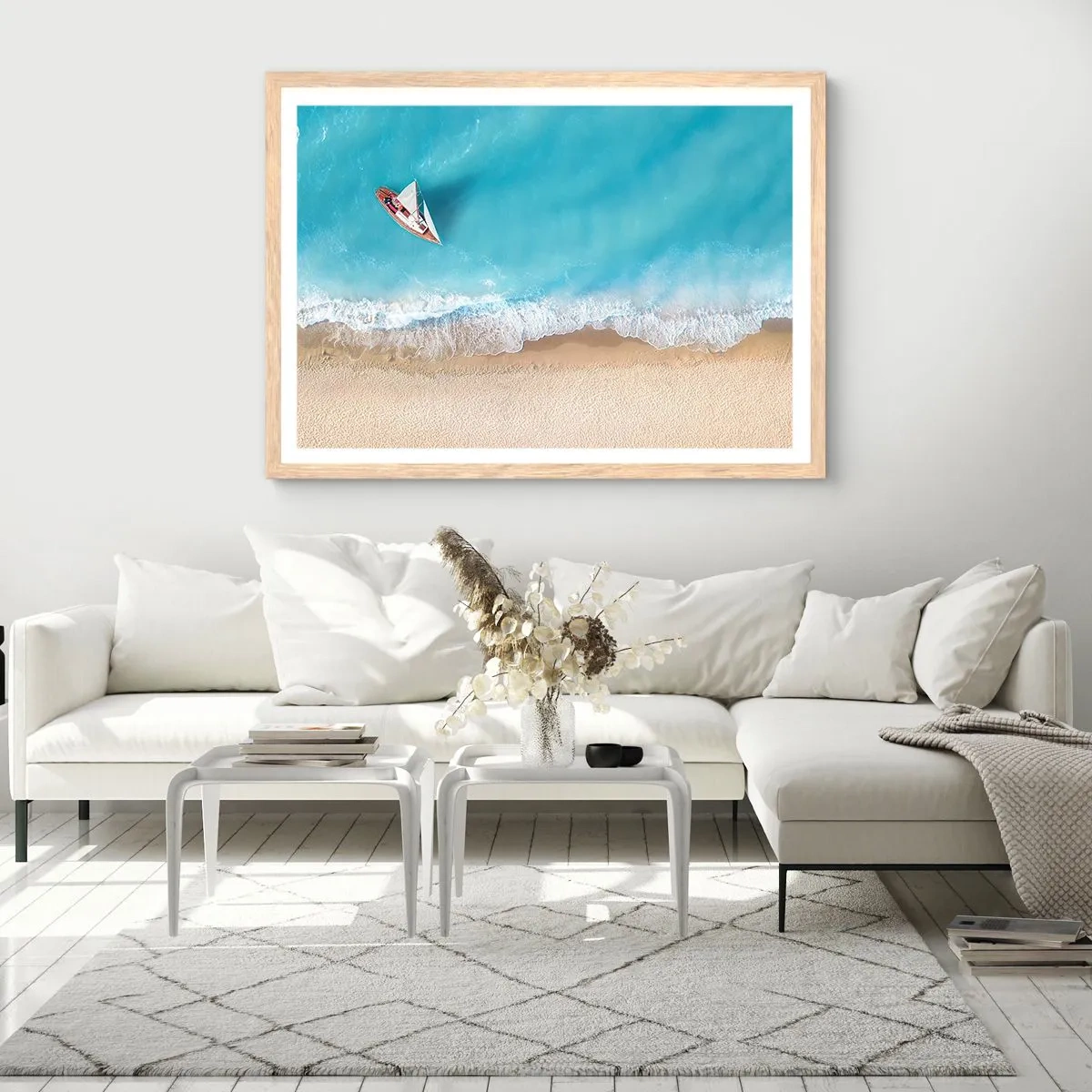 Poster in einem Rahmen aus heller Eiche - An der Grenze von Blau und Gold - 40x30 cm